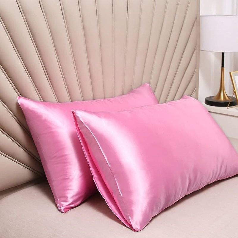 UPNEJA V HANDLOOM plain Satin pillow covers (46x70cms, 1 Set of 2  pillow cover)