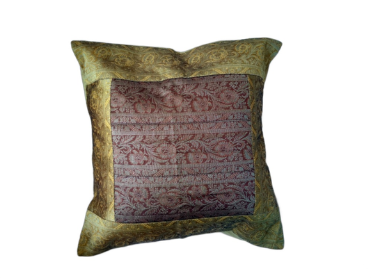 Yellow Silk Embroidery Bordered Pillow Cases Size 16 ⨉ 16, Sofa Cushion Cover, Bedding Cushion Cover, Cotton Cushion Cover Decorative Pillow set of 5